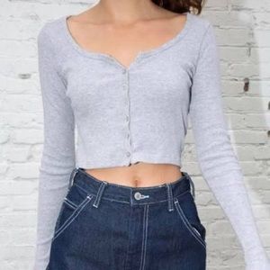 Brandy Melville Cropped Button Down Long Sleeve - DEADSTOCK